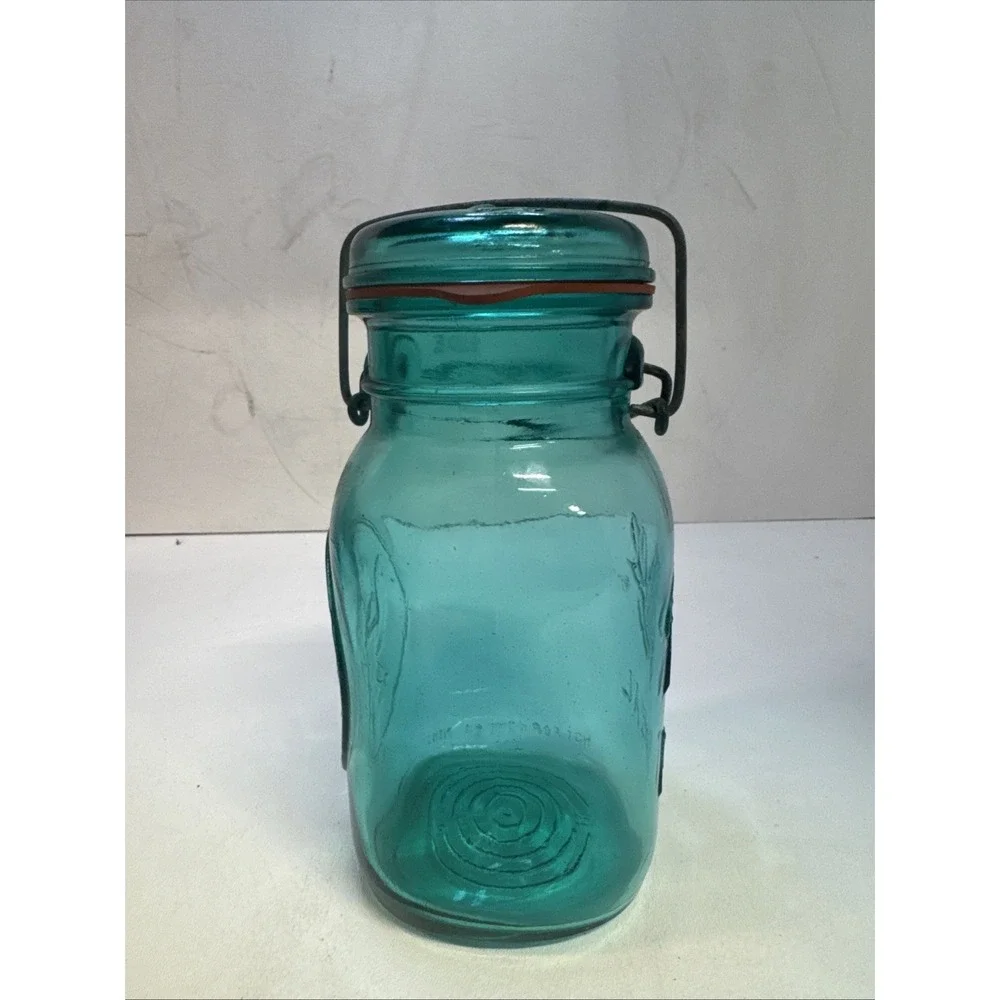 American Eagle Ball Green‎ 1 Quart Canning Jar with Glass Rubber Wir